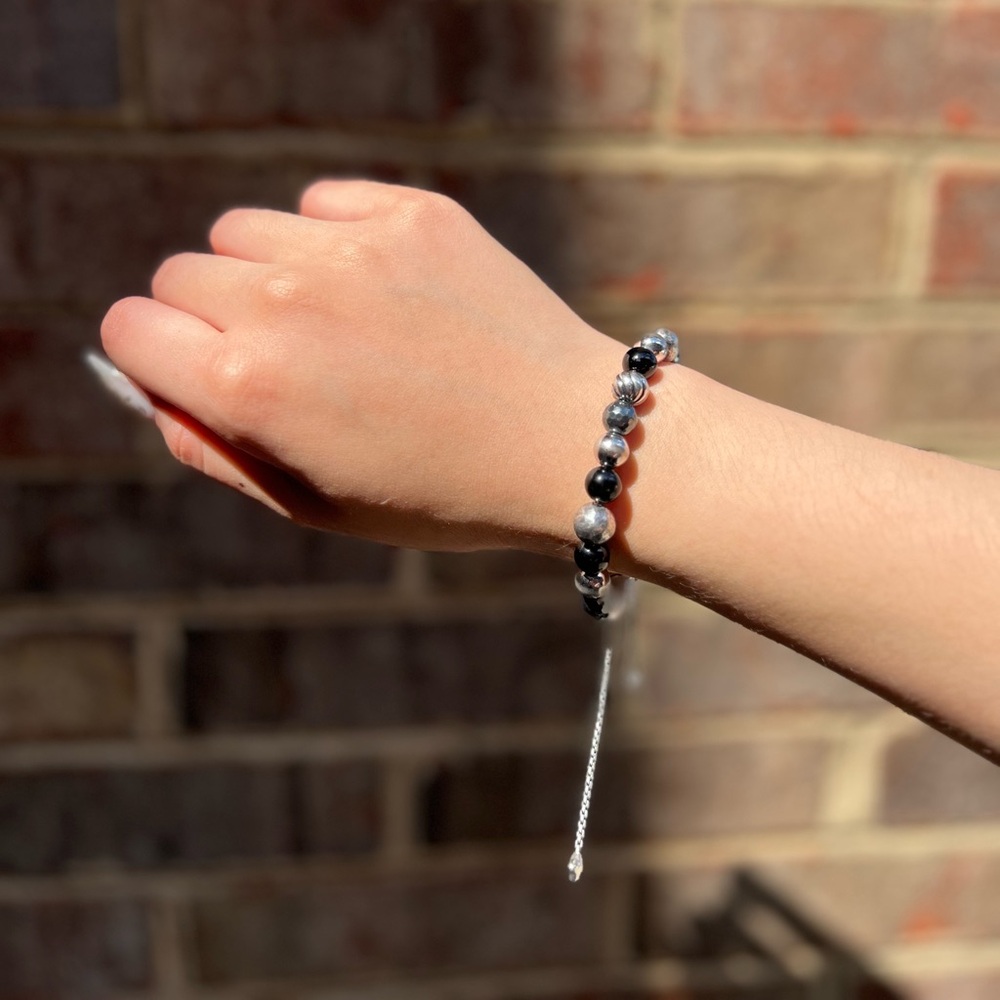 Authentic David Yurman Silver Sterling Elements Onyx Bead Bracelet